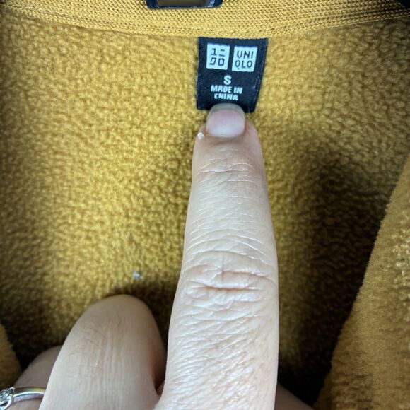 Uniqlo Womens Full Zip Jacket Fleece Mustard Sz Small Cozy Outdoor Wear - Picture 6 of 9